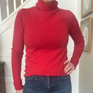 Halogen Small 100% Cashmere Red Turtleneck Sweater